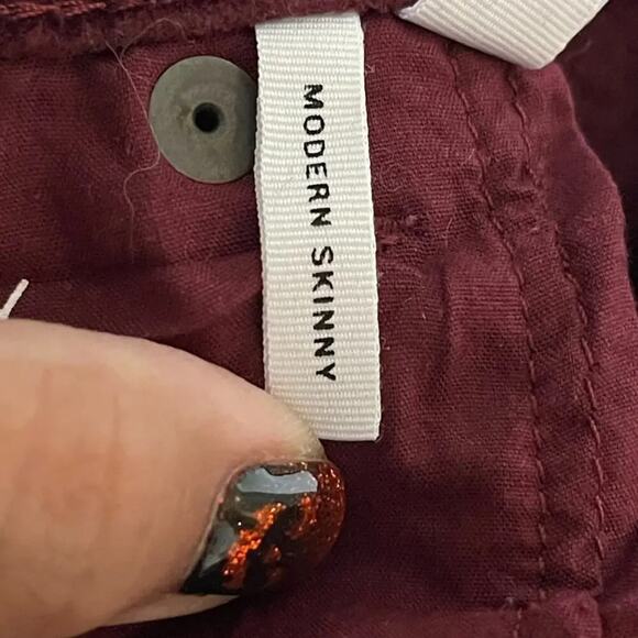 Loft Dark Red Velvet Pants - Modern Skinny Fit - EUC - Size 14 - Picture 8 of 9